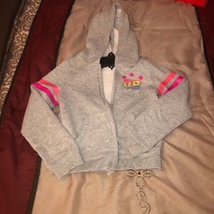 Gray with pink stripes lil Girl hoodie